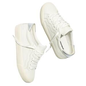 Madewell Sidewalk Low-Top Sneakers in Leather Wave Edition White W10 M8.5